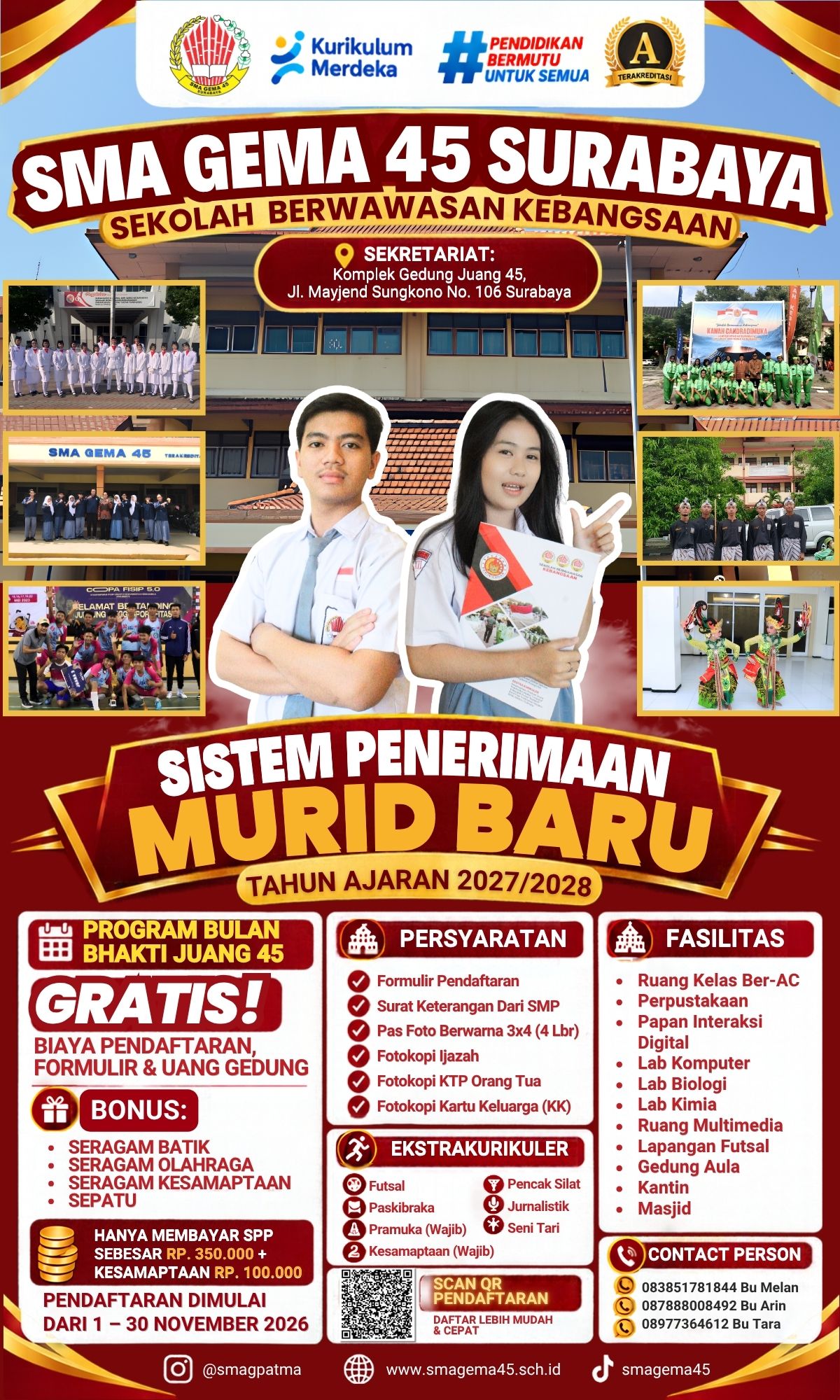 Sambut Hari Pahlawan, SMA Gema 45 Surabaya Buka SPMB Melalui \\\"Program Bulan Bhakti Juang 45\\\" T